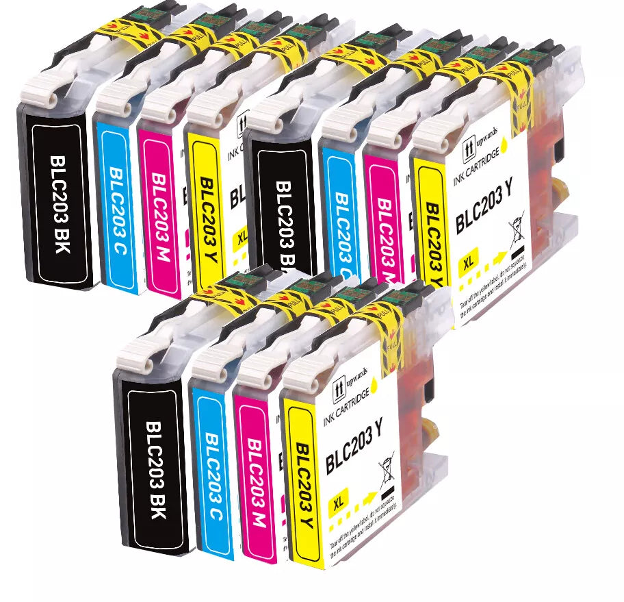 Brother 12PK Quality Ink Set w/ Chip fits Brother LC201 LC203 MFC J460DW J480DW J485DW