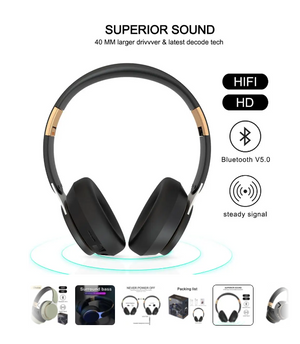 Verstech Foldable Wireless Gaming Headphones with HIFI Stereo and Adjustable Modes