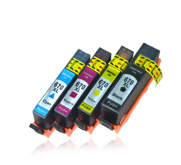 for hp 670 4pcs Compatible ink cartridges Deskjet 3525 4615 4625 5525 6520 6525 printers cartridge for hp670 XL 670XL