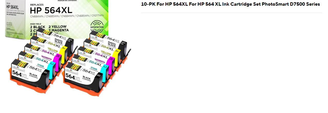 10-PK For HP 564XL For HP 564 XL Ink Cartridge Set PhotoSmart D7500 Series