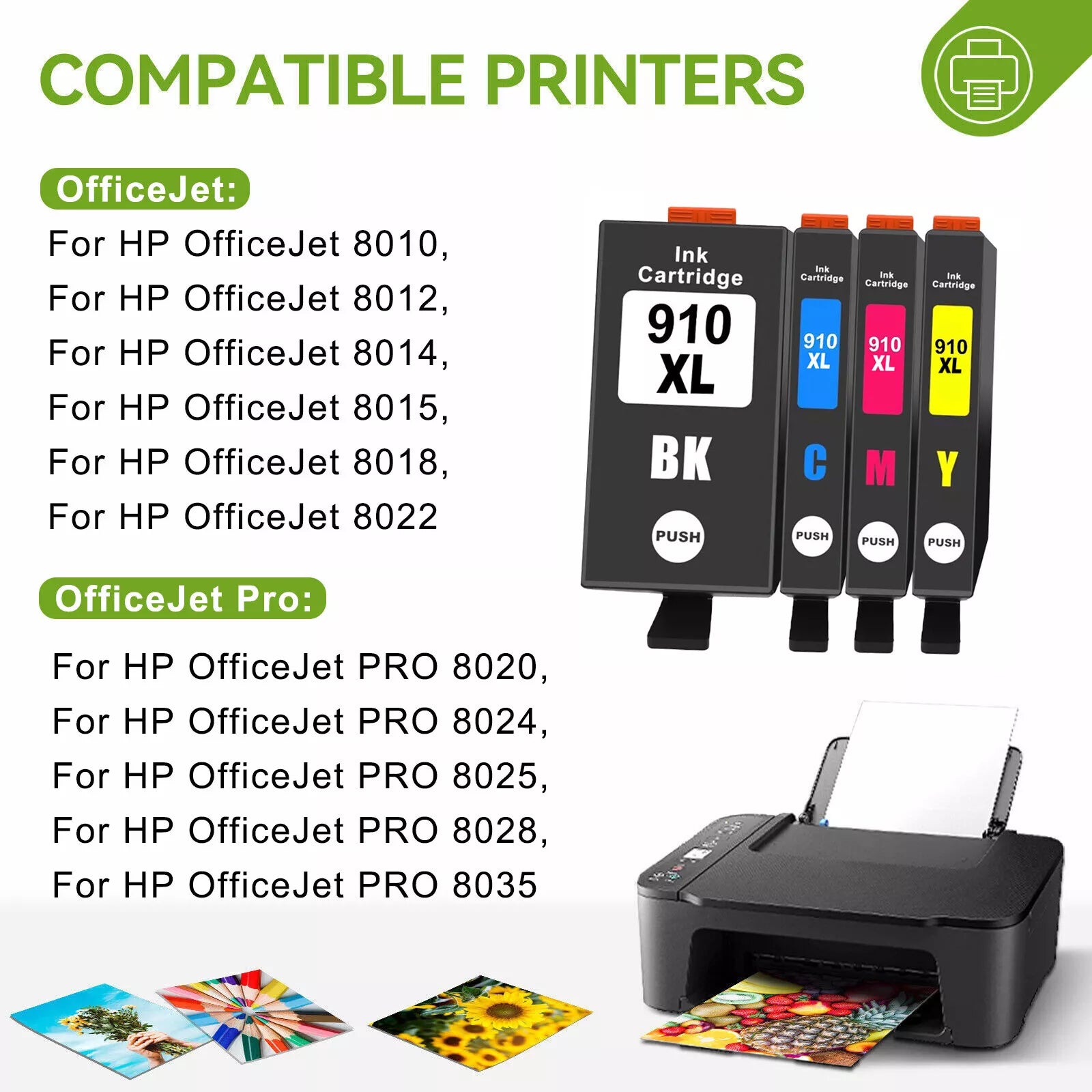 Replacement HP 910XL Ink for Officejet Pro 8010 8020 8021 8025 8030 8035 Printer