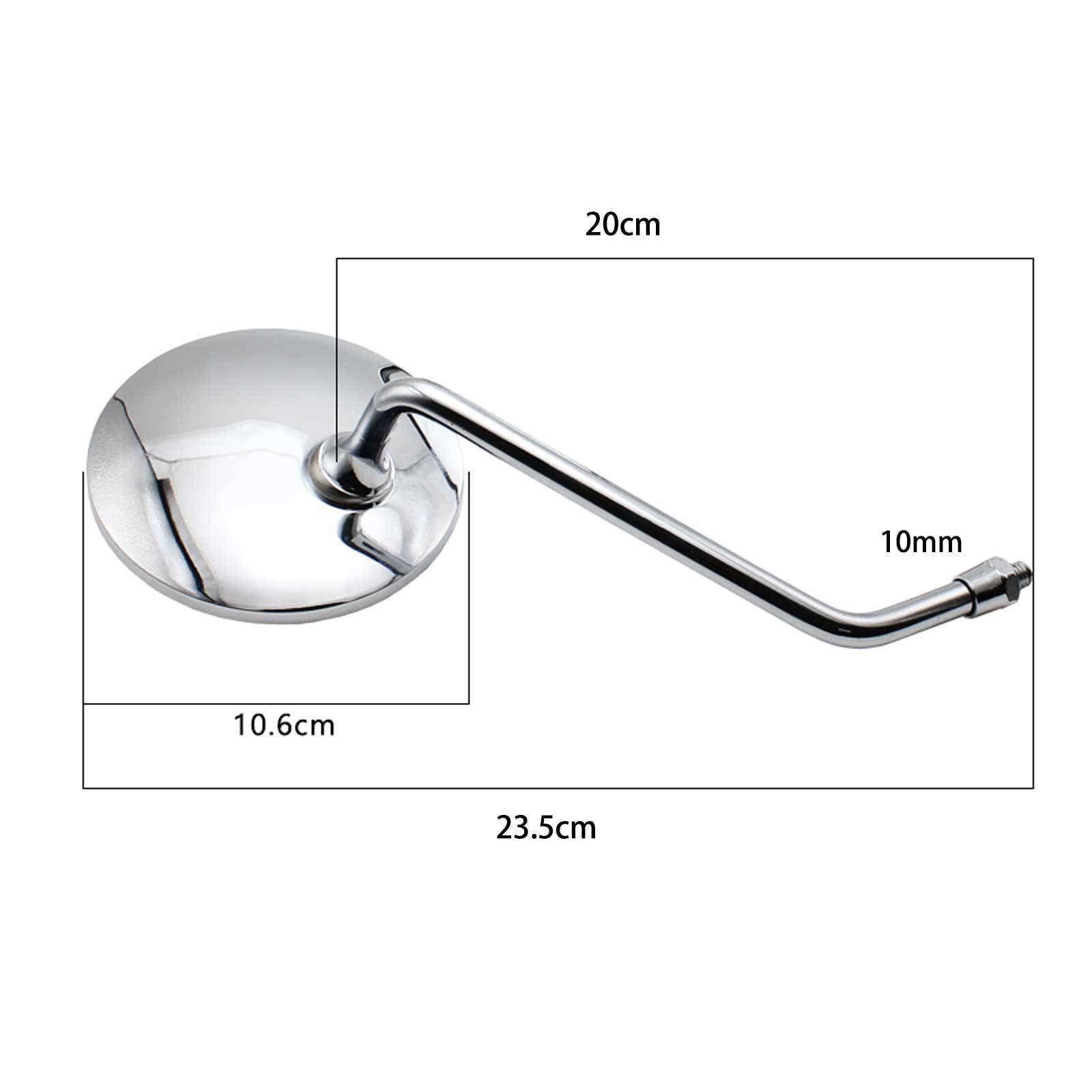 Pair Motorcycle Rear View Rearview Side Round Mirrors Universal 10mm Street Bike