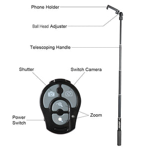 Extendable Selfie Stick With Bluetooth Remote Shutter+Tripod Mount for CellPhone