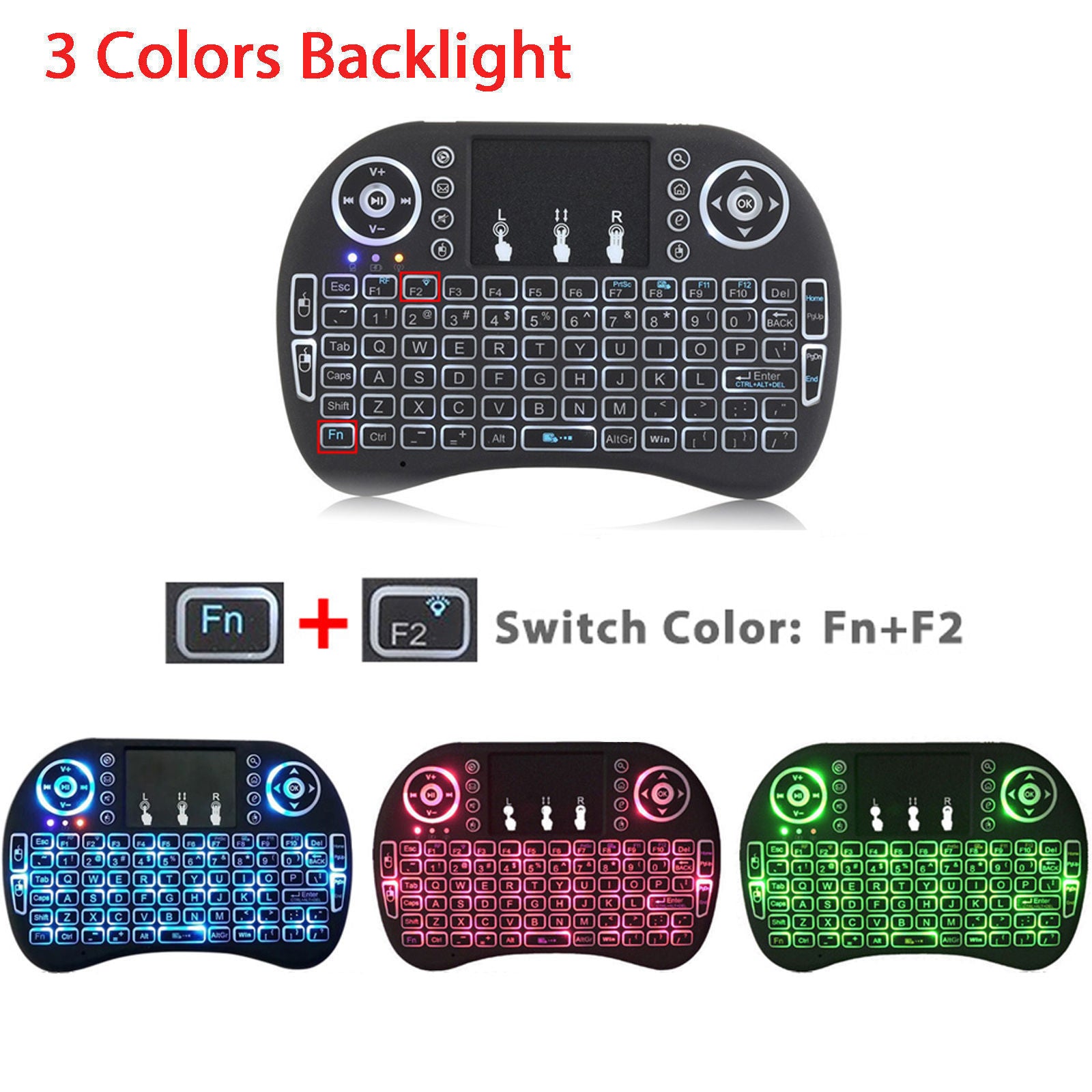 2.4G Backlit Wireless Keyboard Touchpad Rechargeable for Smart TV Box Android PC