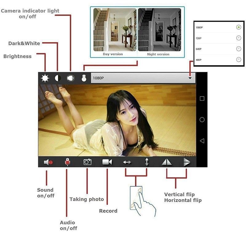 WiFi Home Security IP Camera  Smoke Detector Motion Detection Nanny Cam DVR HD 1080P